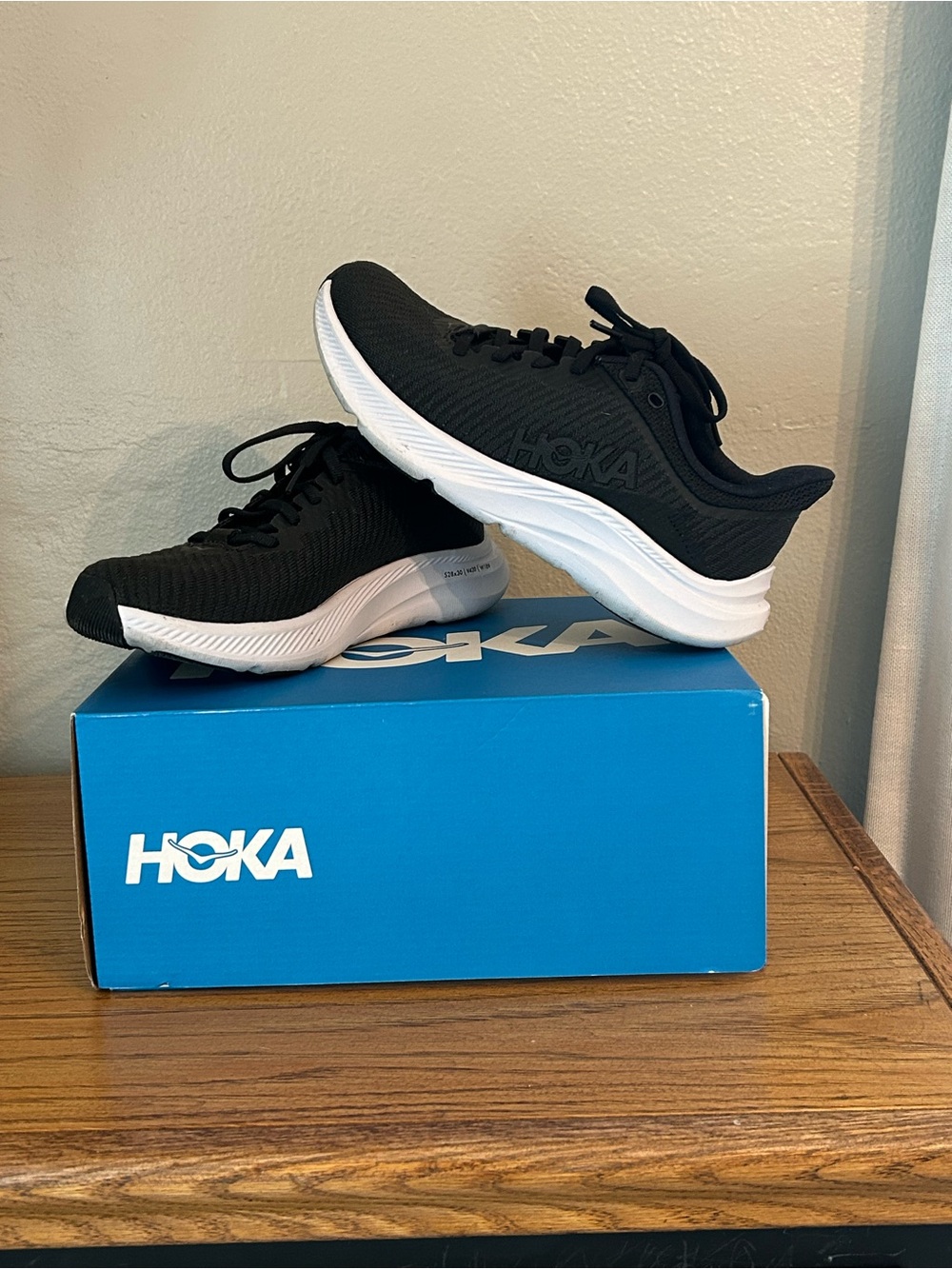 Hoka Kids Black and White Lightweight Running Sneakers